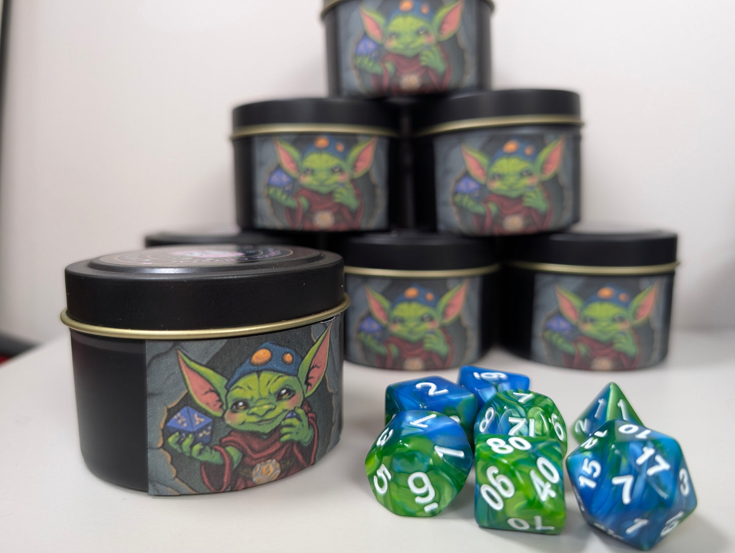 Mystery Dice Tin for Dice Goblins β Standard or Sparkly Surprise dice.