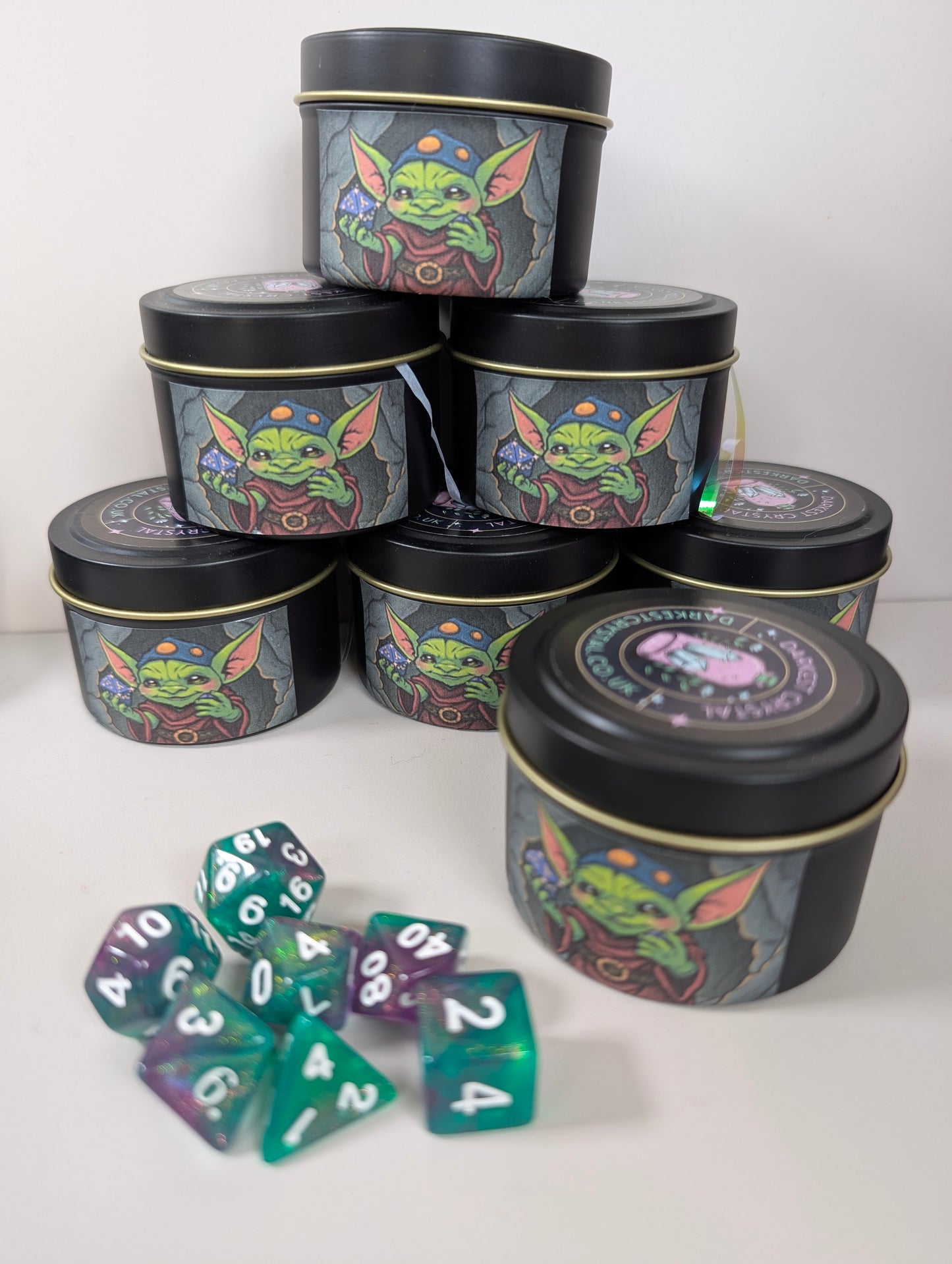 Mystery Dice Tin for Dice Goblins β Standard or Sparkly Surprise dice.