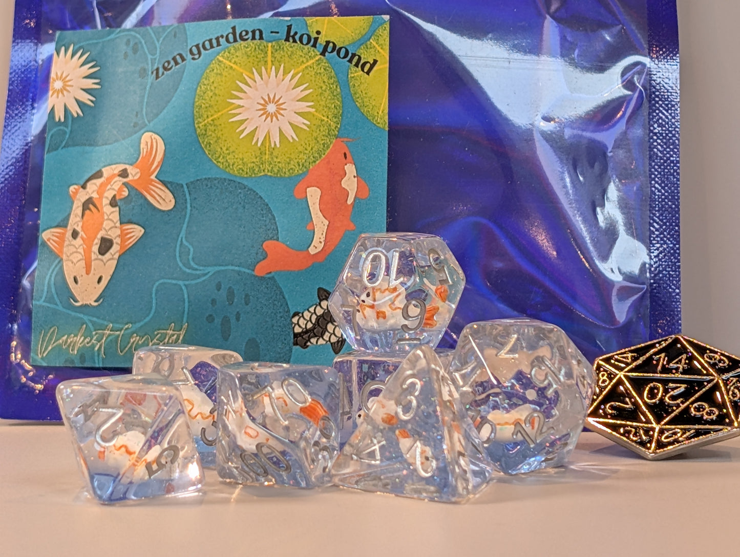 Enchanted Koi Carp Polyhedral Dice Set – Swim into Serene Rolls!