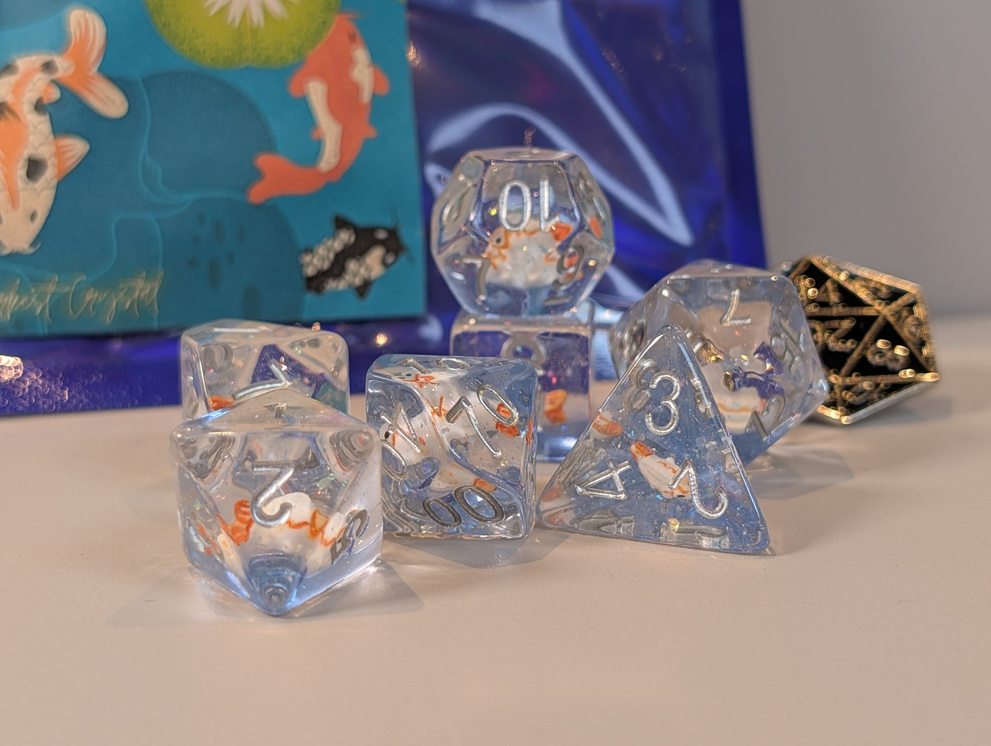Enchanted Koi Carp Polyhedral Dice Set – Swim into Serene Rolls!