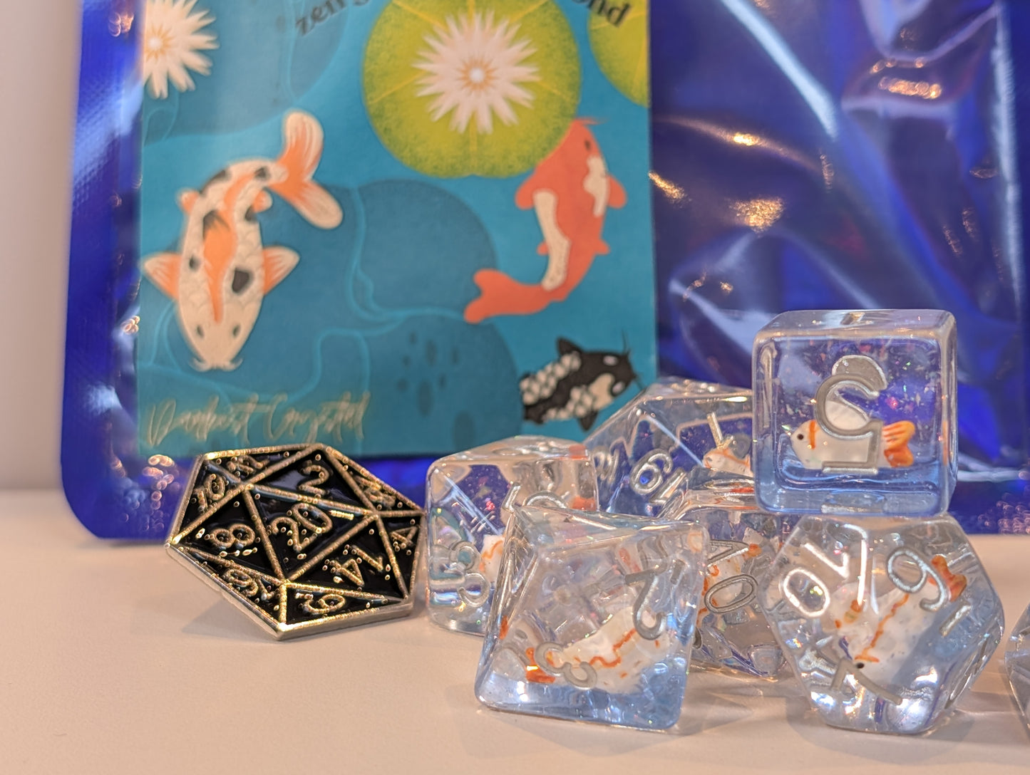 Enchanted Koi Carp Polyhedral Dice Set – Swim into Serene Rolls!