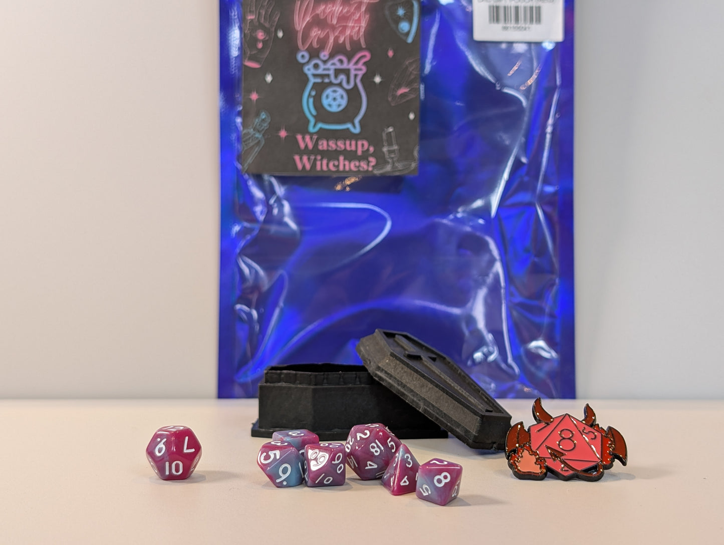 Wassup Witches Mini Dice Set in Coffin Box – Spooky, Stylish, and Spellbinding