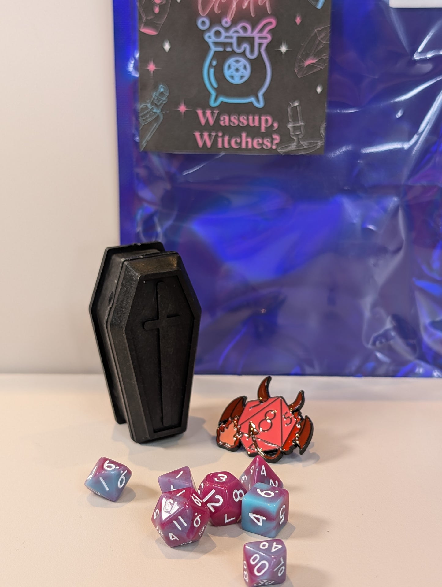 Wassup Witches Mini Dice Set in Coffin Box – Spooky, Stylish, and Spellbinding