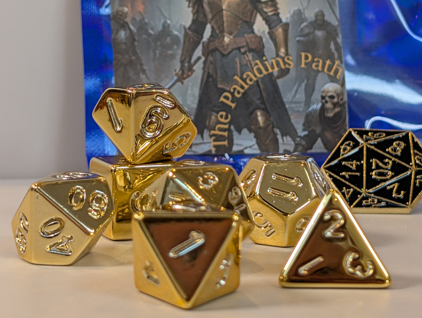 Paladin's Path Gold Polyhedral Dice Set β Roll with Righteous Radiance!