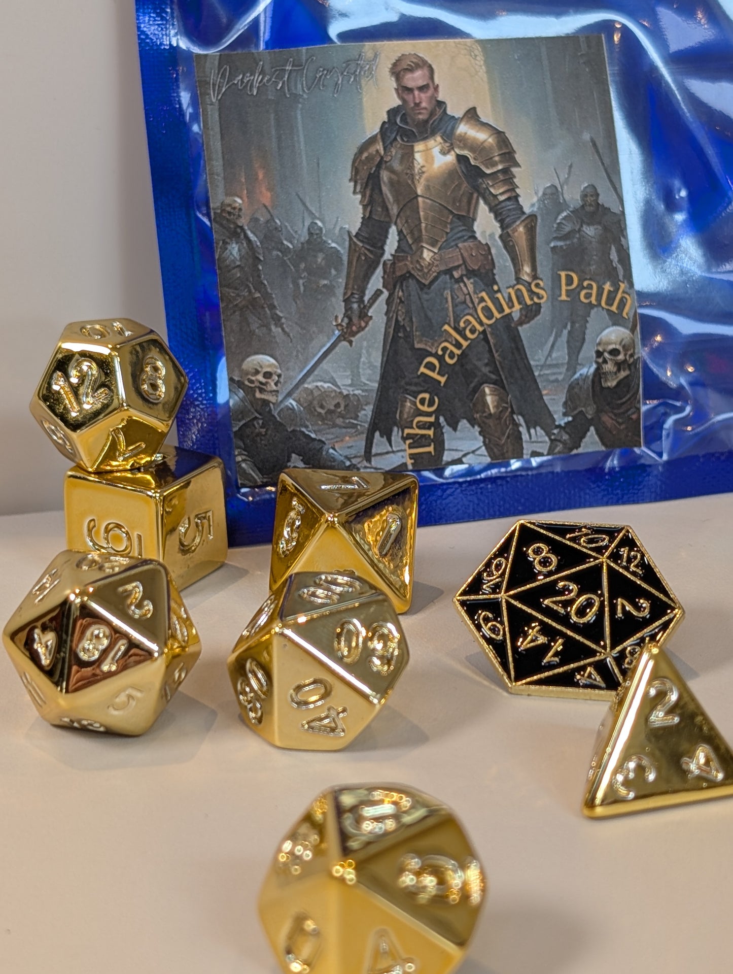 Paladin's Path Gold Polyhedral Dice Set β Roll with Righteous Radiance!