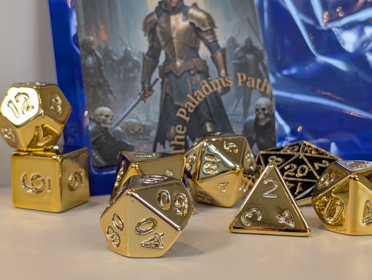 Paladin's Path Gold Polyhedral Dice Set β Roll with Righteous Radiance!