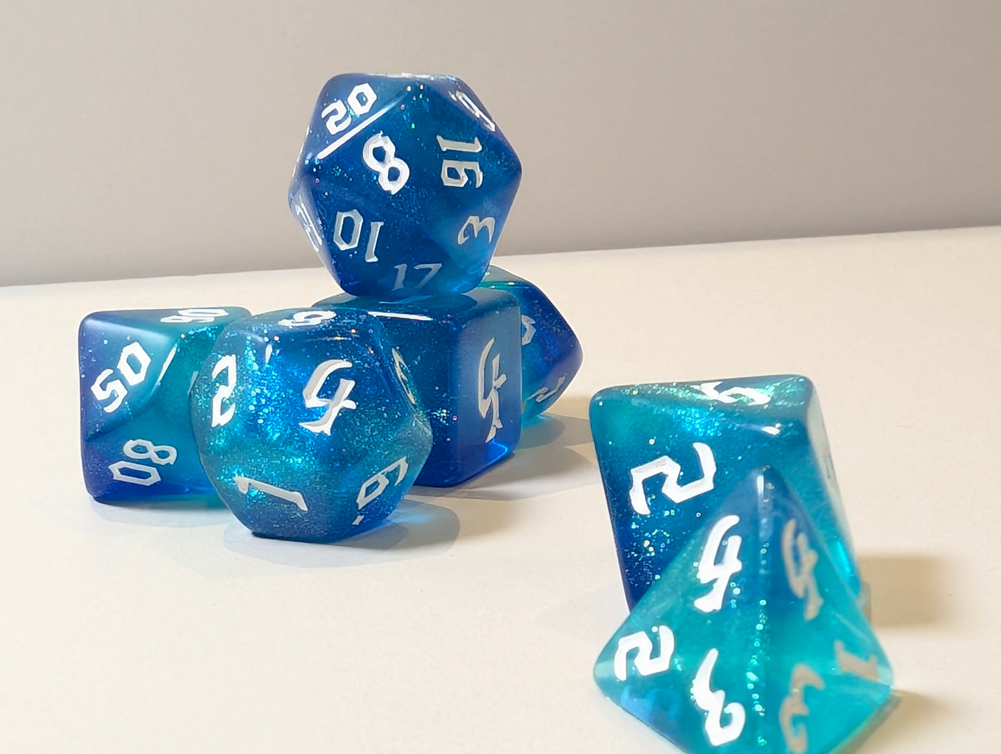 Sea Dragon Pack – Polyhedral Dice Set with Sticker, ring, and Badge!