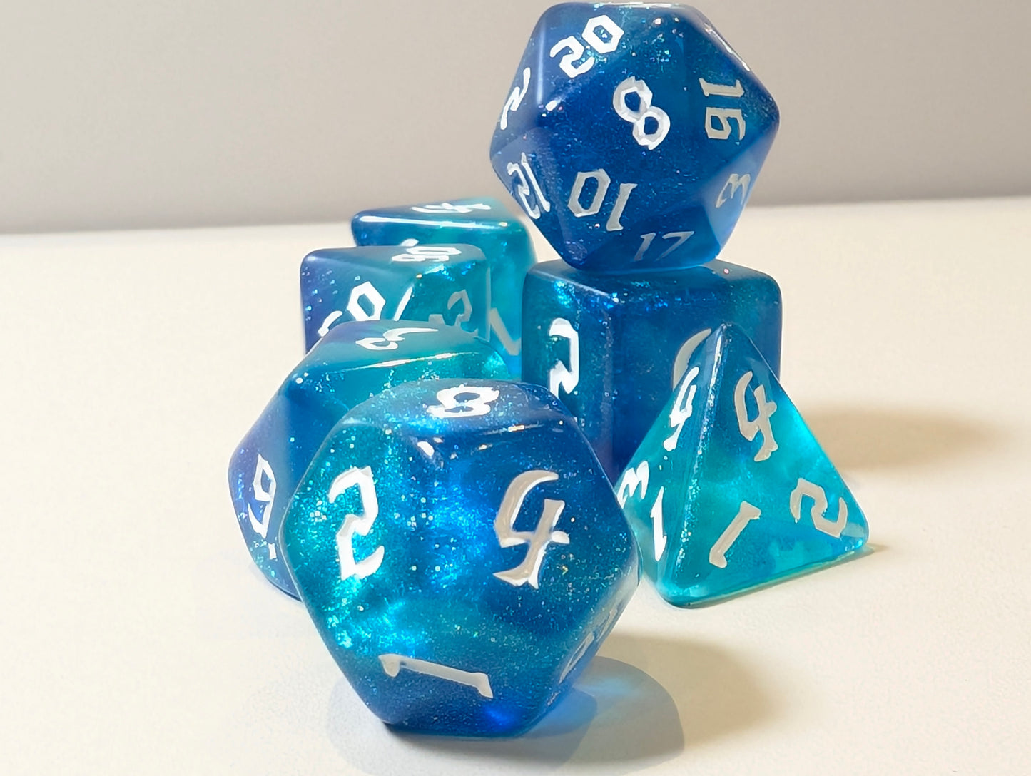 Sea Dragon Pack – Polyhedral Dice Set with Sticker, ring, and Badge!
