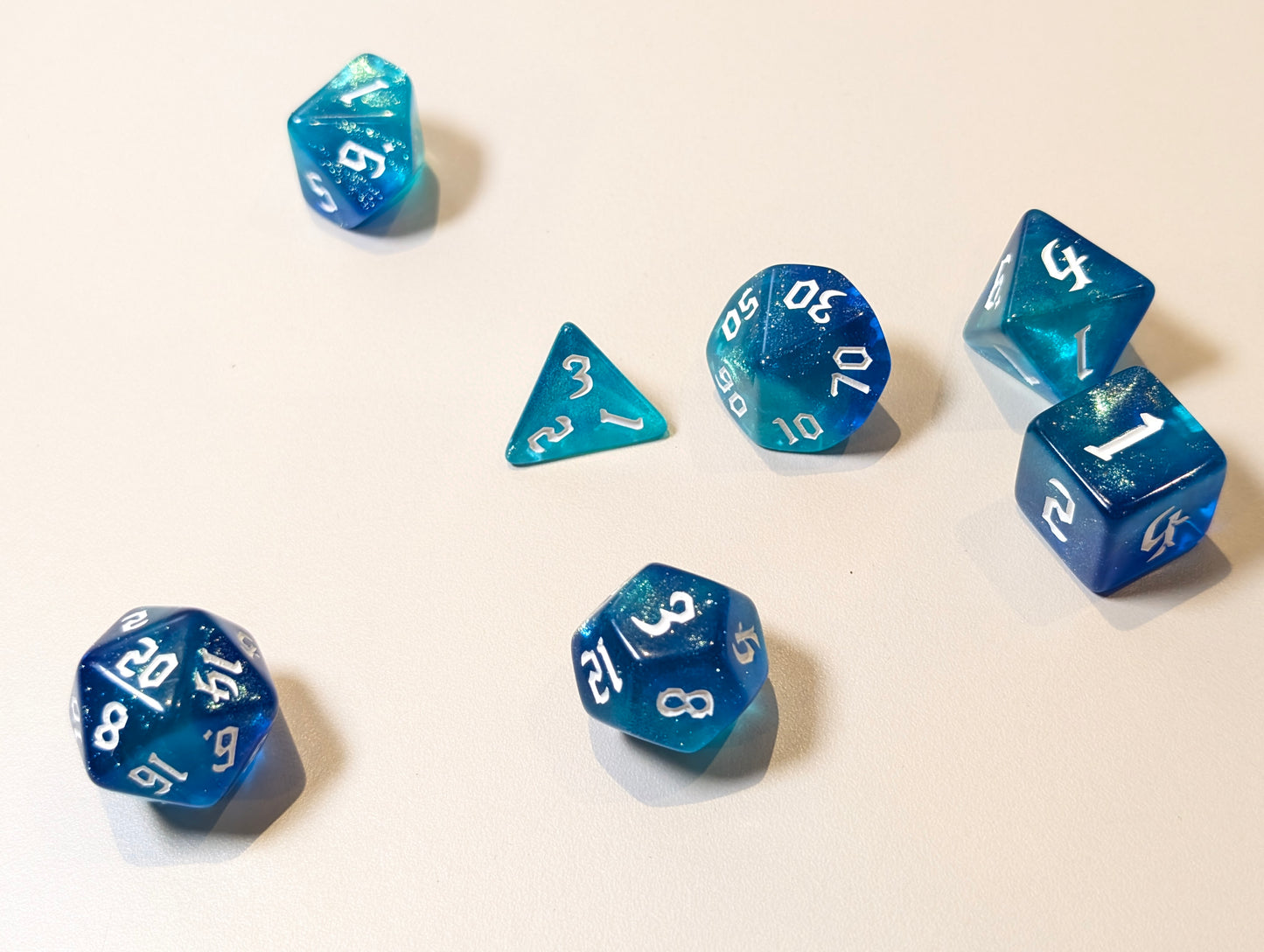 Sea Dragon Pack – Polyhedral Dice Set with Sticker, ring, and Badge!