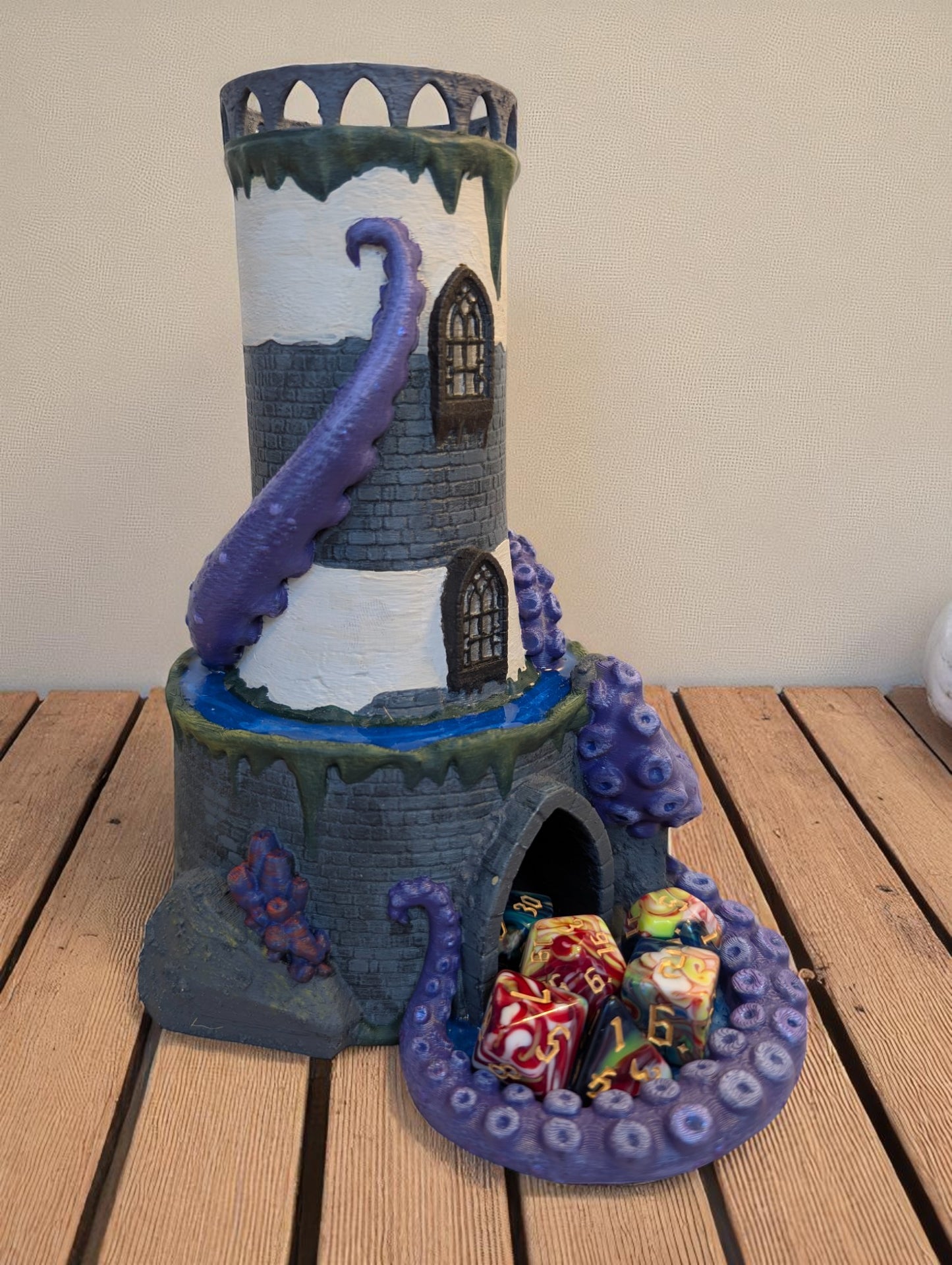 TTRPG accessories, Kraken’s Grasp Dice Tower – Lighthouse of Lost Rolls Gift ideas for geeks & gamers