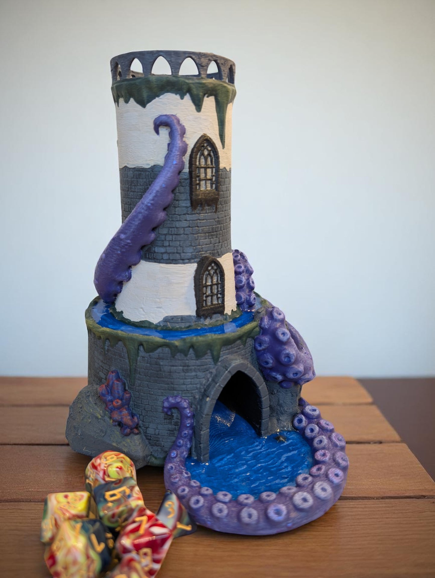 TTRPG accessories, Kraken’s Grasp Dice Tower – Lighthouse of Lost Rolls Gift ideas for geeks & gamers