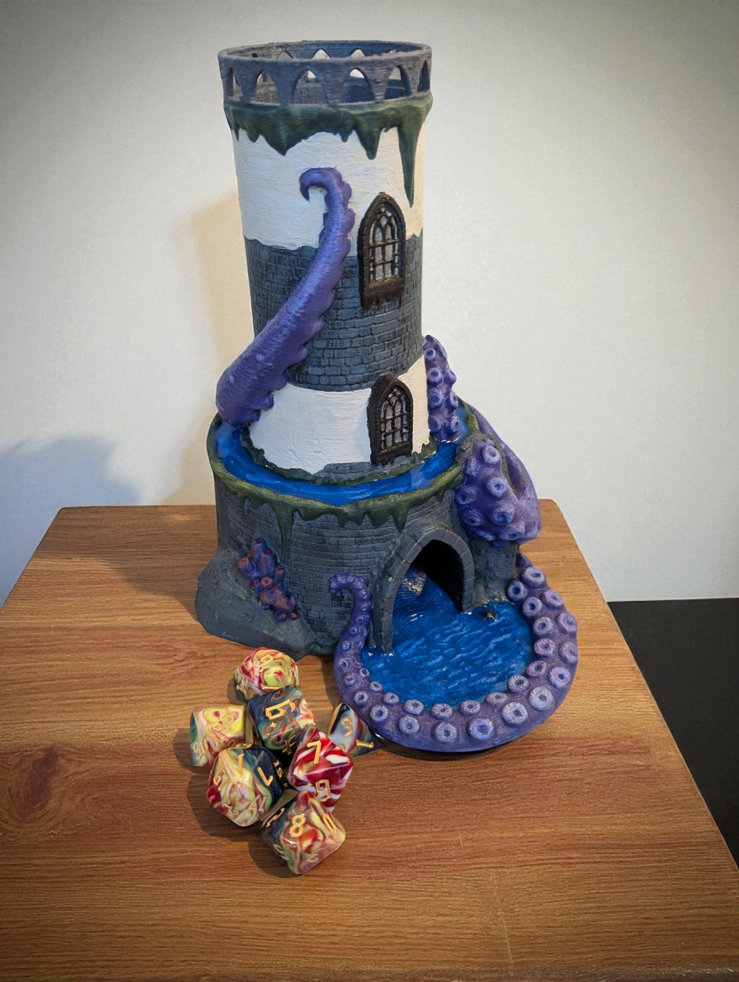 TTRPG accessories, Kraken’s Grasp Dice Tower – Lighthouse of Lost Rolls Gift ideas for geeks & gamers