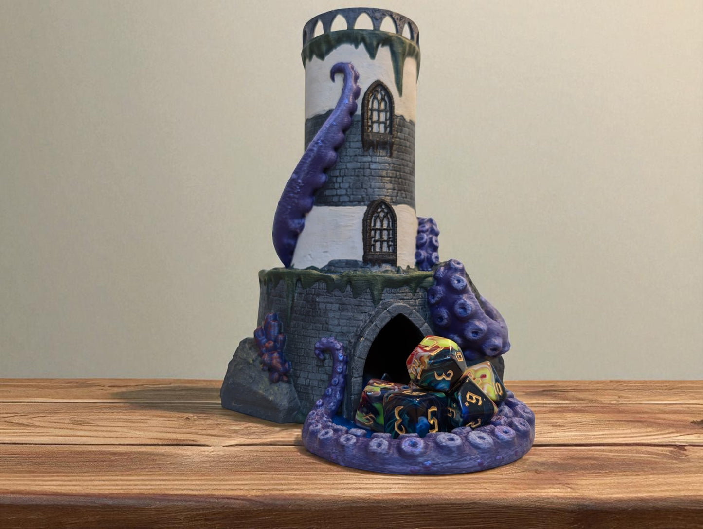 TTRPG accessories, Kraken’s Grasp Dice Tower – Lighthouse of Lost Rolls Gift ideas for geeks & gamers