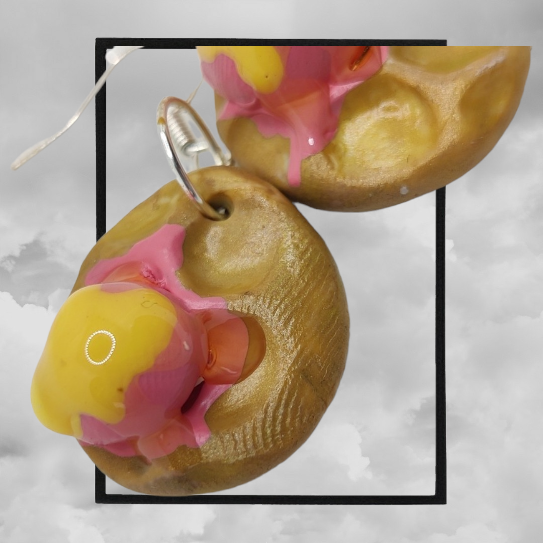 Fun topped American waffle polymer clay earrings - ice cream waffle