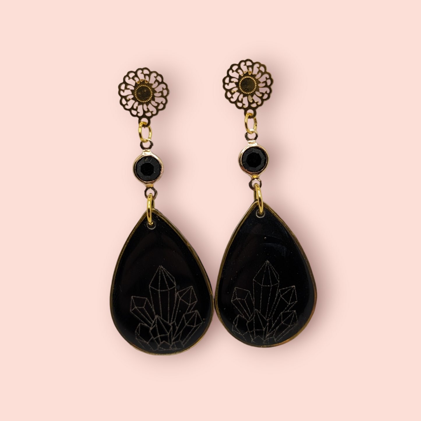 Gothic crystal spellbinding tarot style earrings
