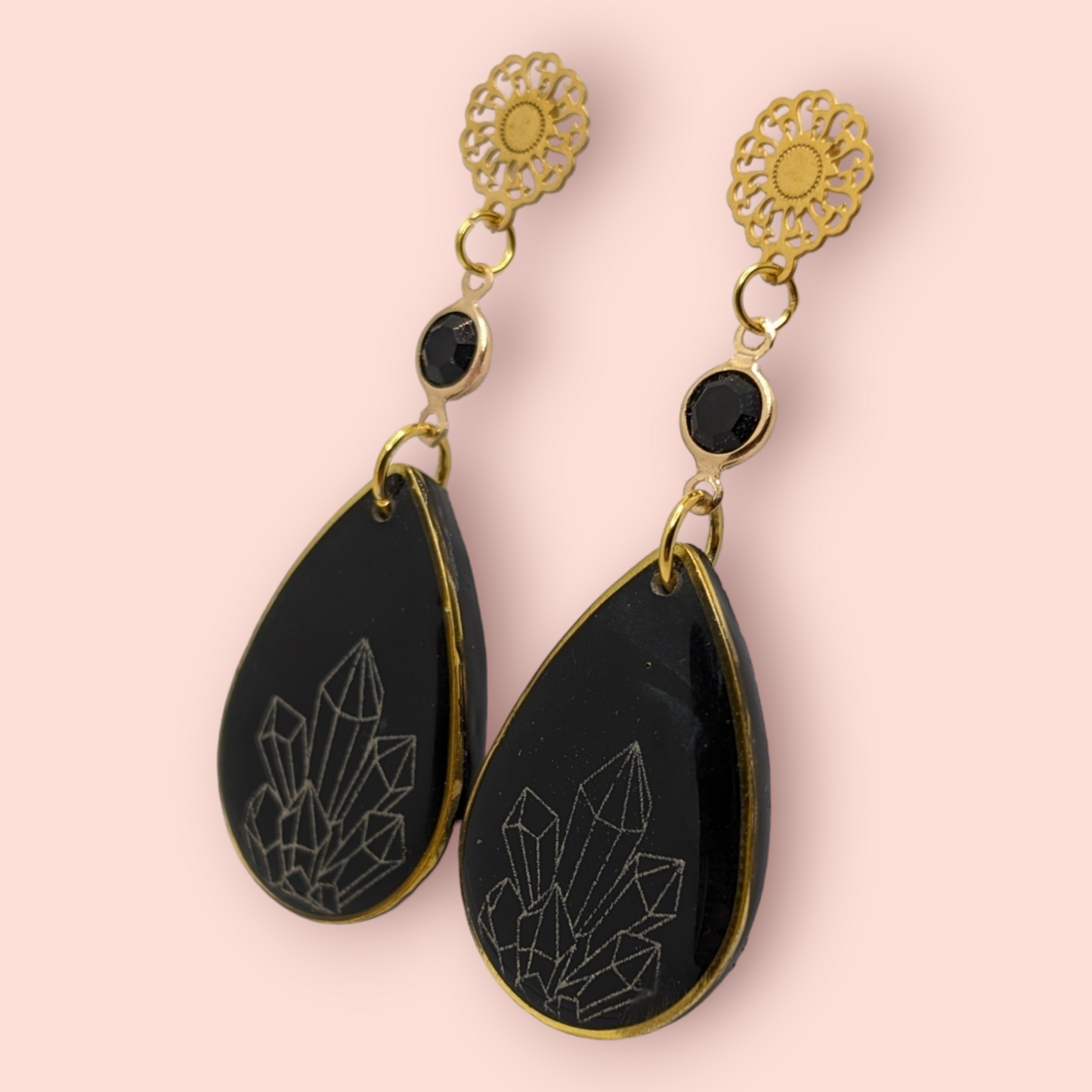 Gothic crystal spellbinding tarot style earrings