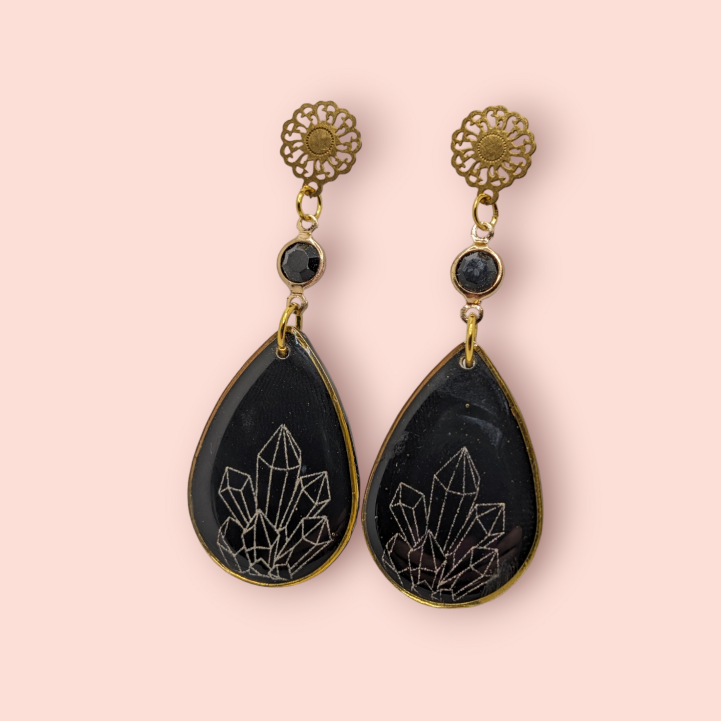 Gothic crystal spellbinding tarot style earrings