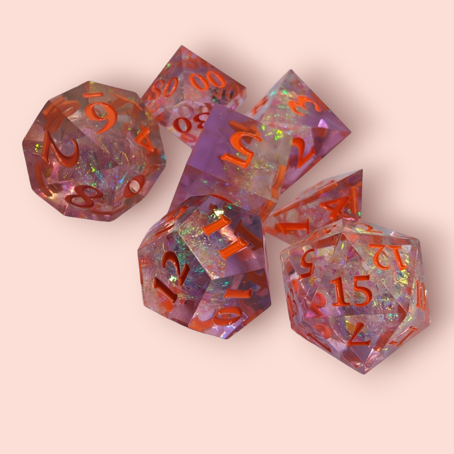 spellbound tabletop roleplay gaming polyhedral dice gift set, keyring, badge
