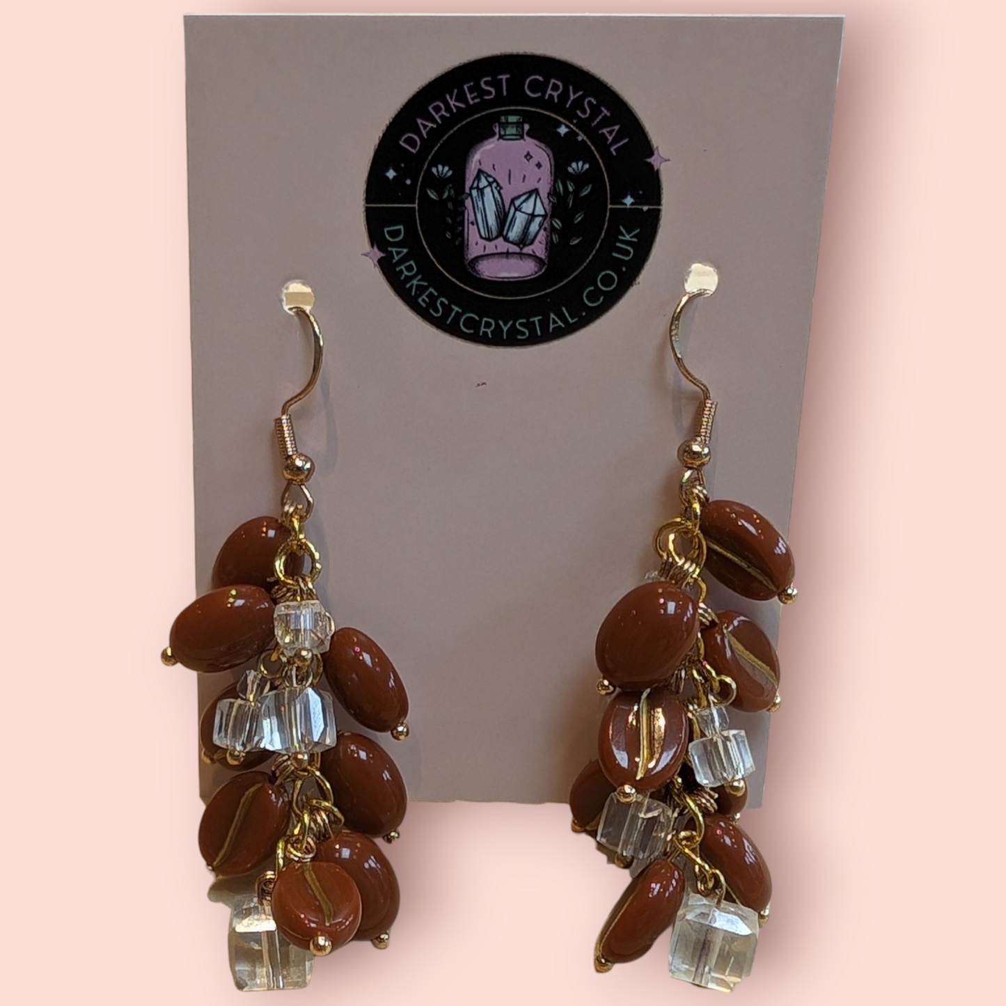 Cool Beans: Handmade Iced Coffee, Glass Coffee Bean & Ice Cube Earrings"