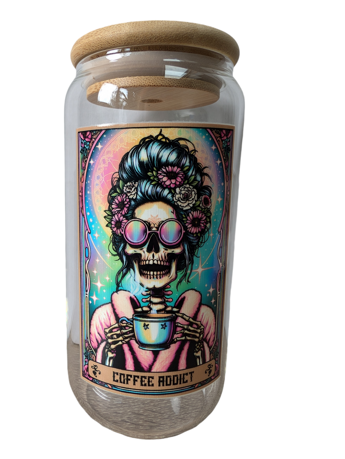 Glass Tumbler Gift Box - " coffee addict" 550ml borosilicate glass