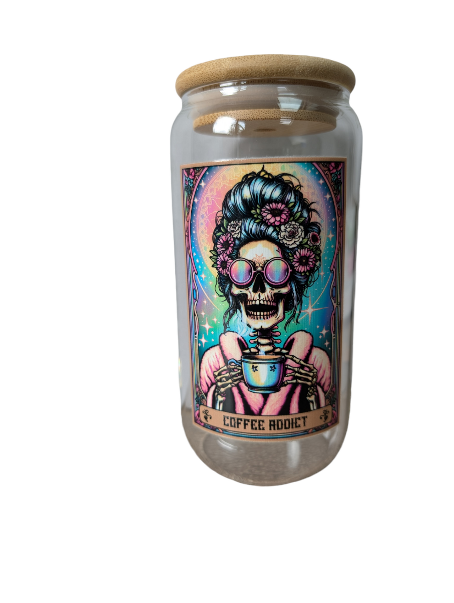 Glass Tumbler Gift Box - " coffee addict" 550ml borosilicate glass