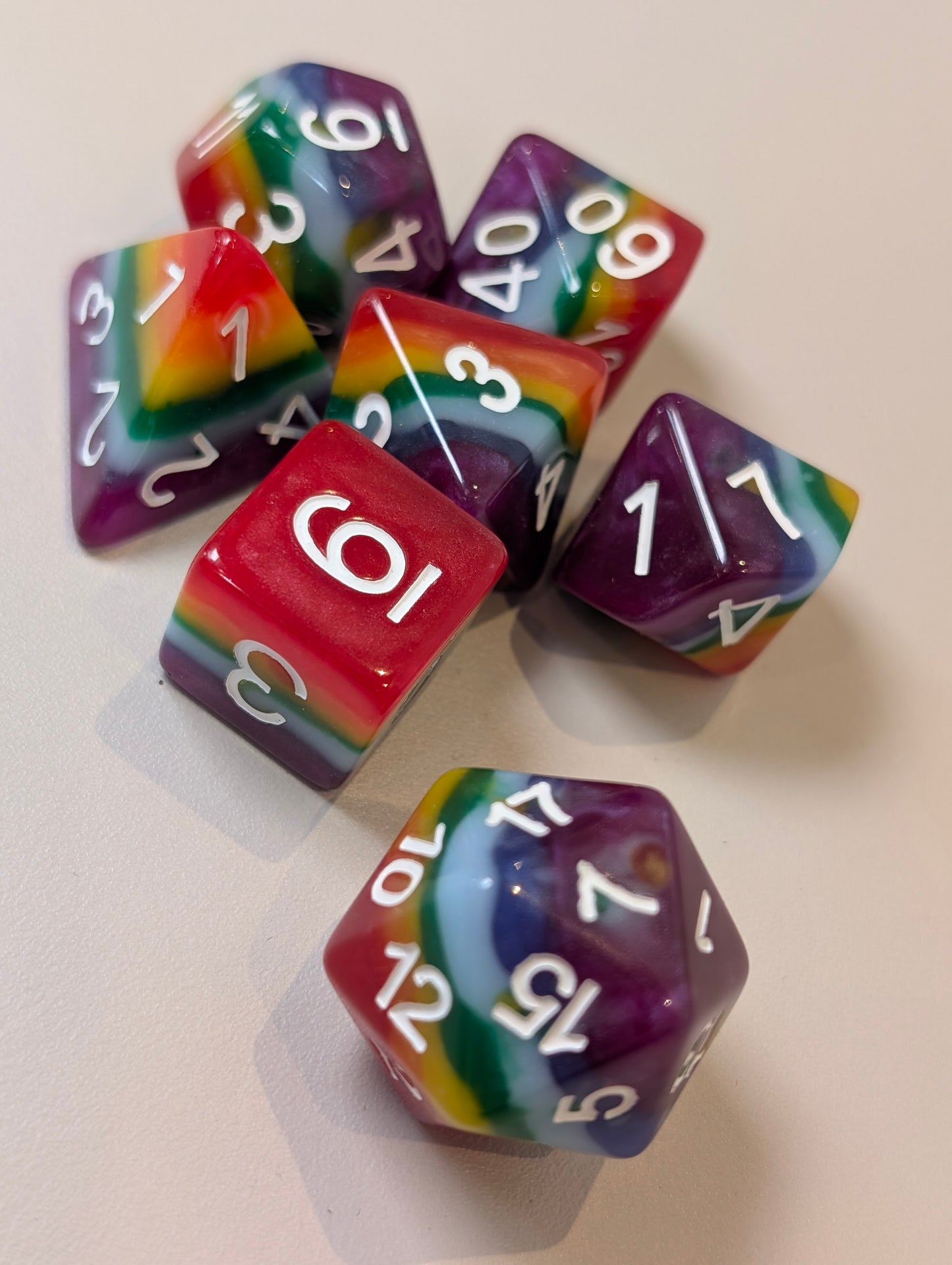 Roll with Pride LGBTQ+ Dice Gift Set β Rainbow Dice, Bubble Tea Pen, Pin & Heart Earrings!