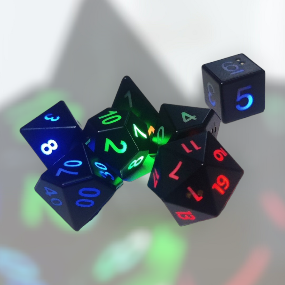 Led glow roll d&d tabletop roleplay gaming dice