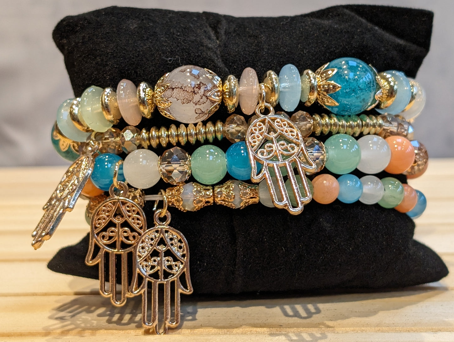 Stackems bracelet set spring summer collection : macarons, hamsa hand