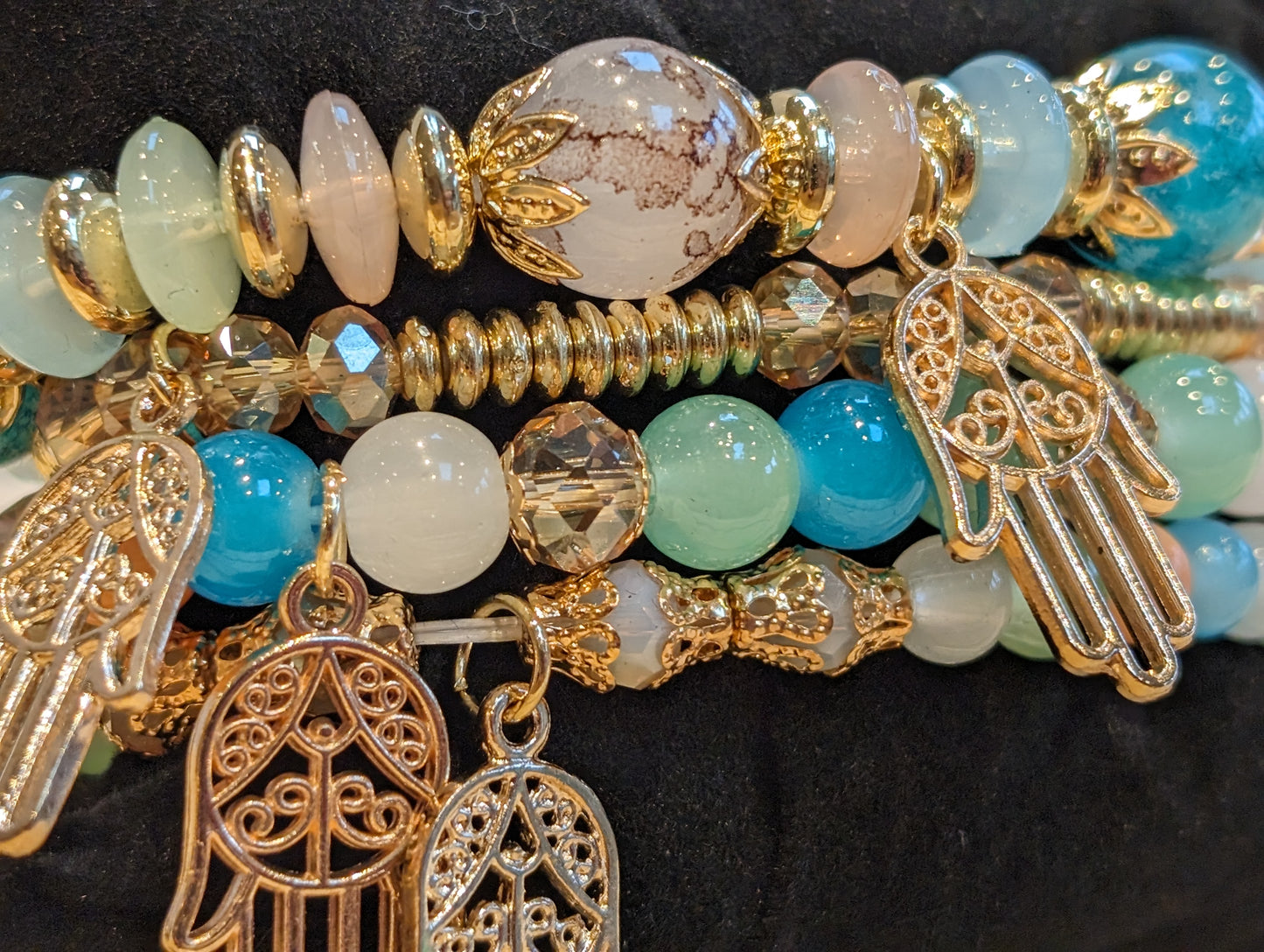 Stackems bracelet set spring summer collection : macarons, hamsa hand