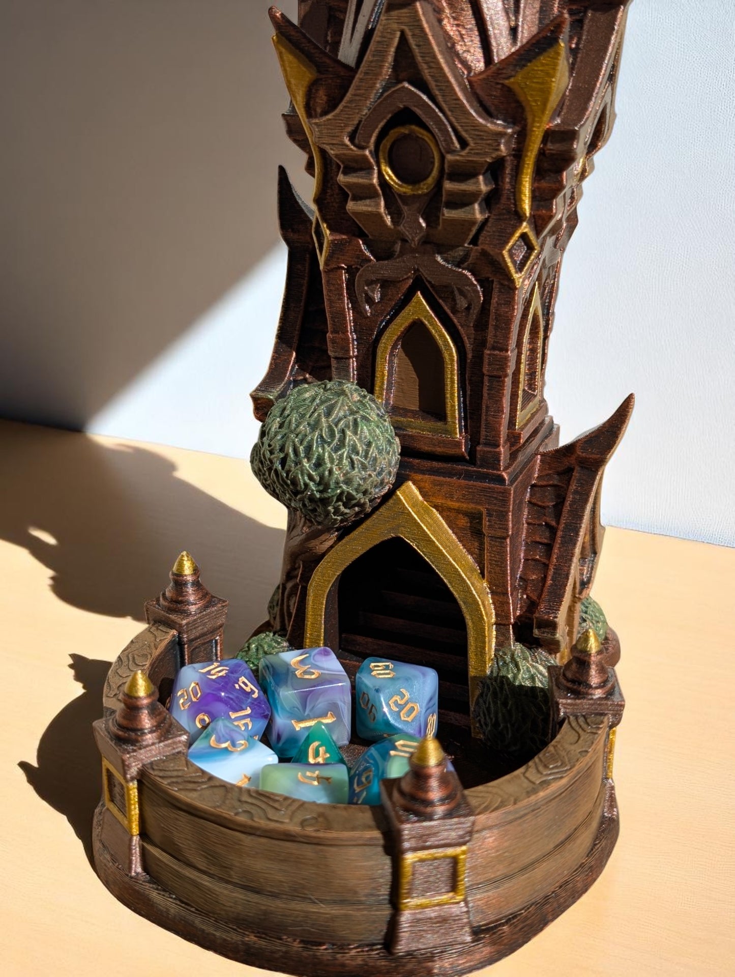 TTRPG accessories, Arcane Spire Dice Tower – Roll Like a High Elf dice tower. Gift ideas for geeks & gamers