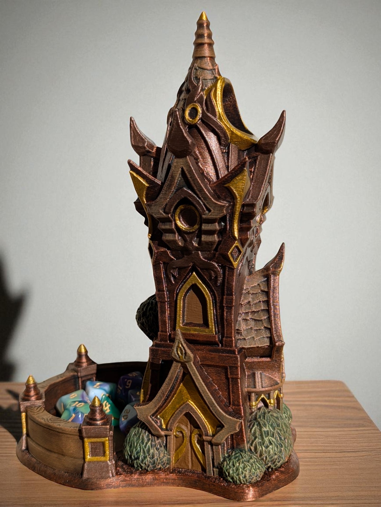 TTRPG accessories, Arcane Spire Dice Tower – Roll Like a High Elf dice tower. Gift ideas for geeks & gamers