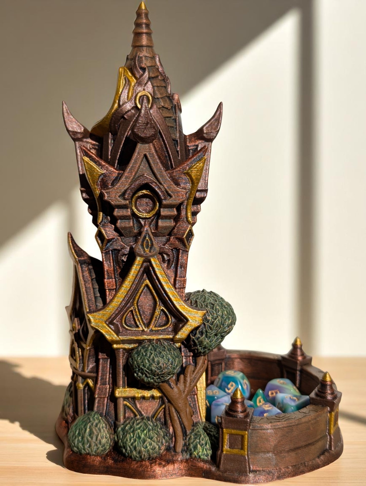 TTRPG accessories, Arcane Spire Dice Tower – Roll Like a High Elf dice tower. Gift ideas for geeks & gamers