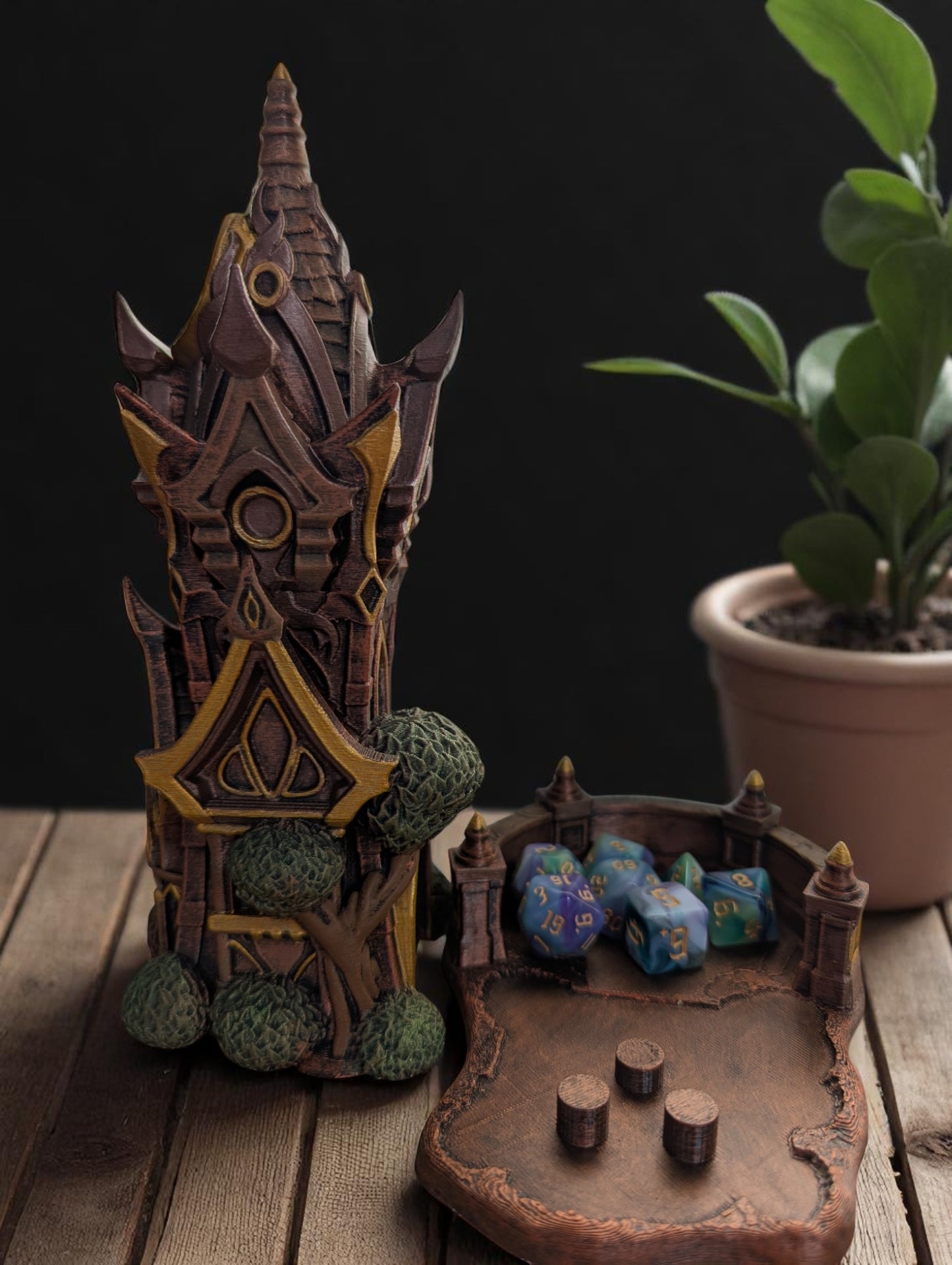TTRPG accessories, Arcane Spire Dice Tower – Roll Like a High Elf dice tower. Gift ideas for geeks & gamers