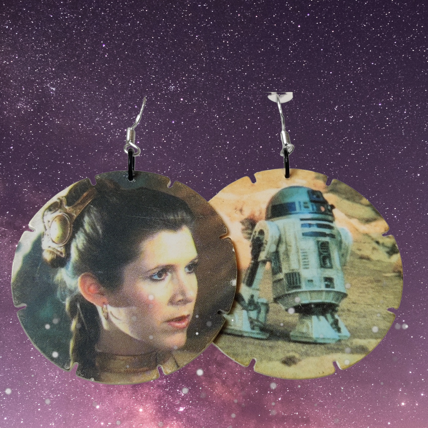 Retro pog earrings star wars edition Laya & r2d2