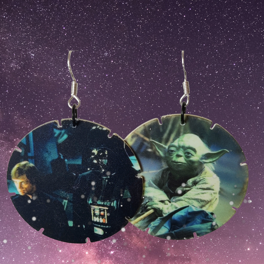 Retro pog earrings star wars edition Yoda & Vader