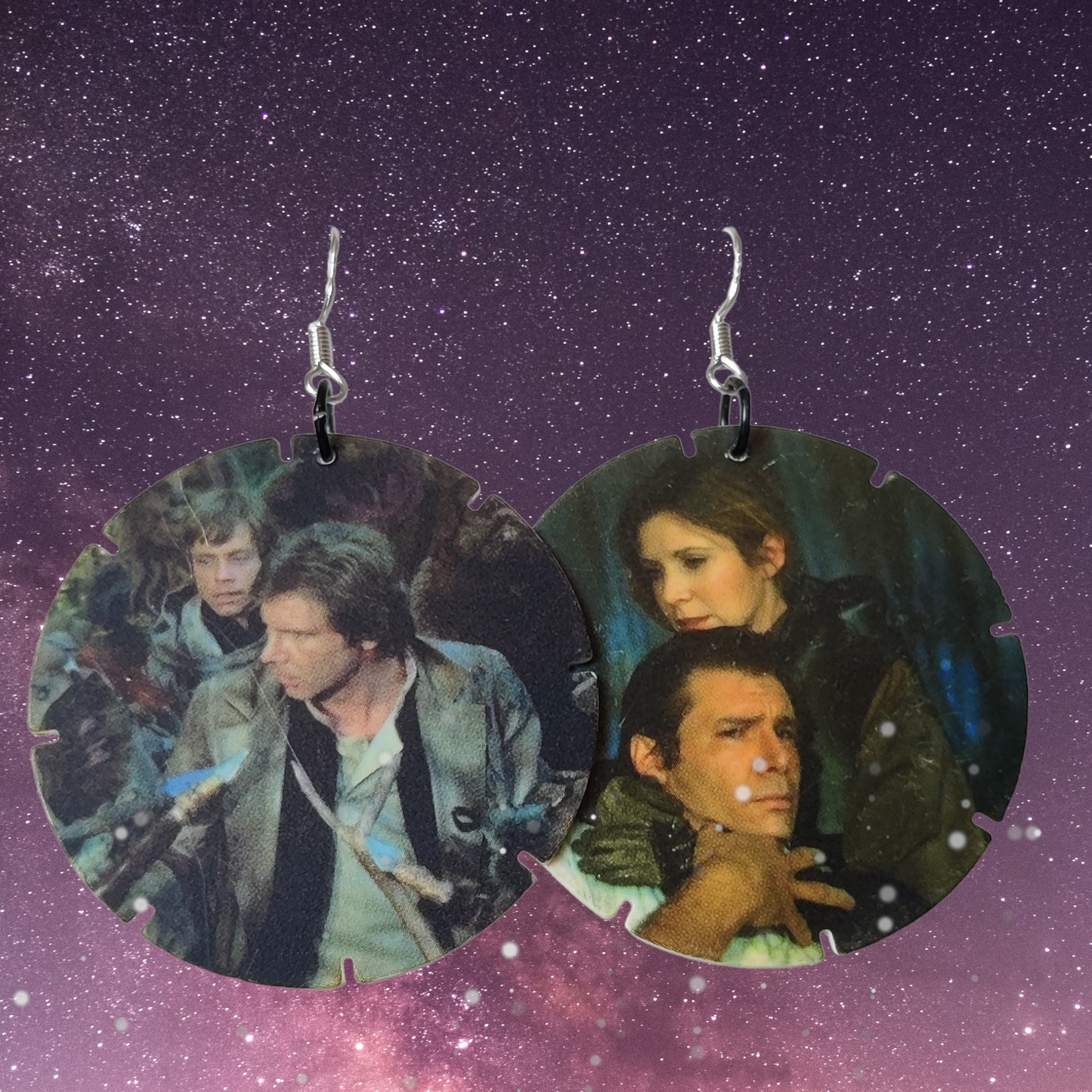 Retro pog earrings star wars edition Laya & solo