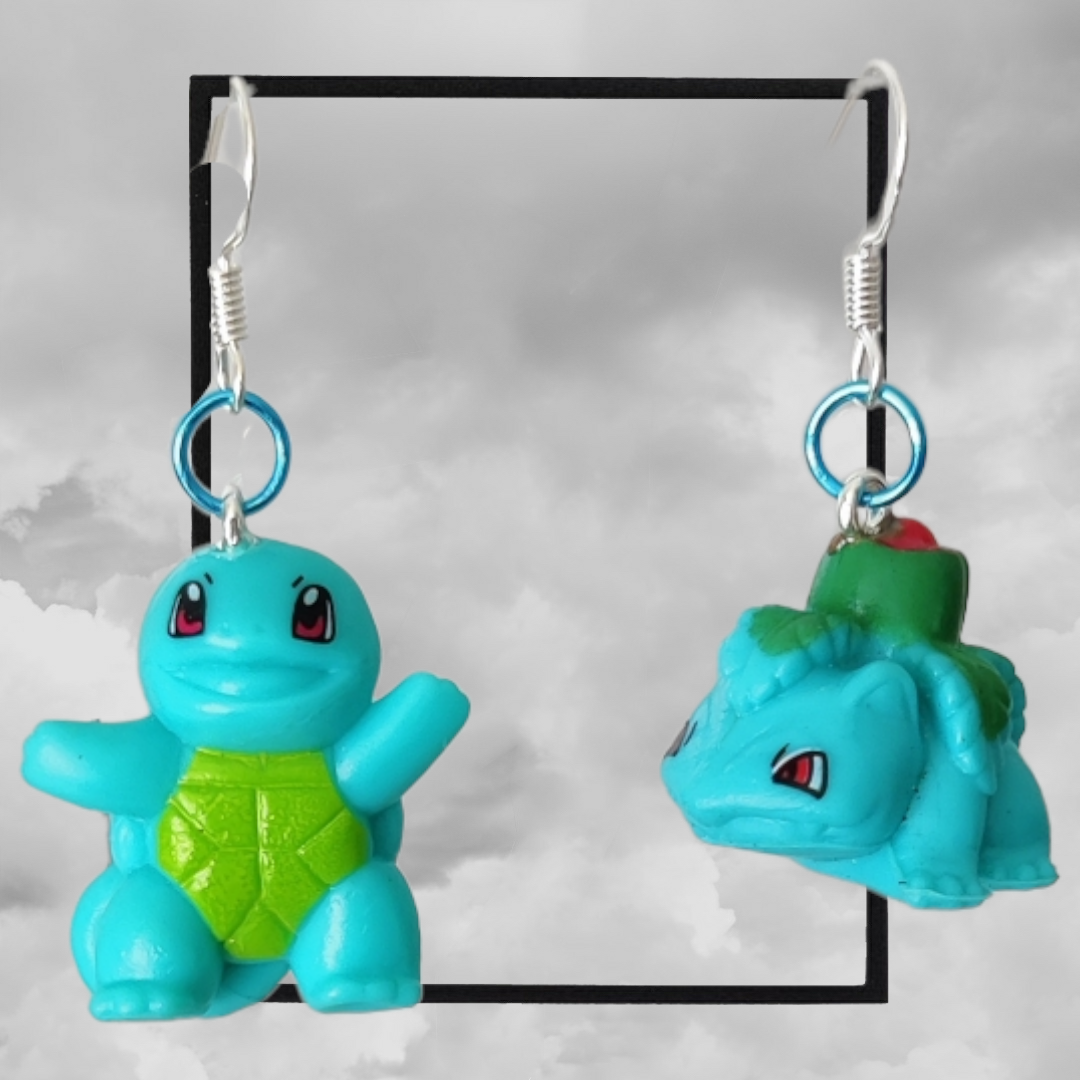 Retro pokemon figure handmade earrings - Squirtle & bulbasaur