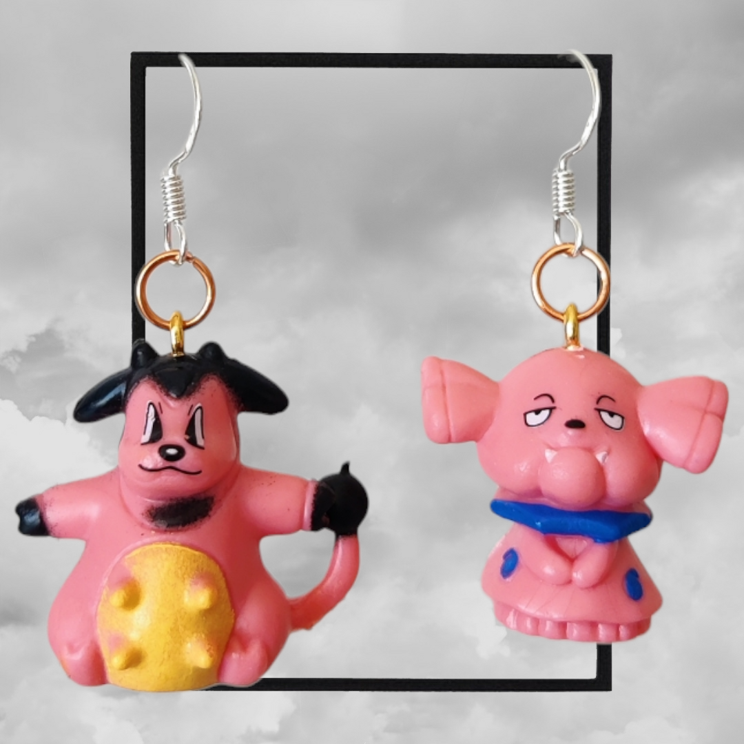 Retro pokemon figure handmade earrings - Lickitung & lickilicky