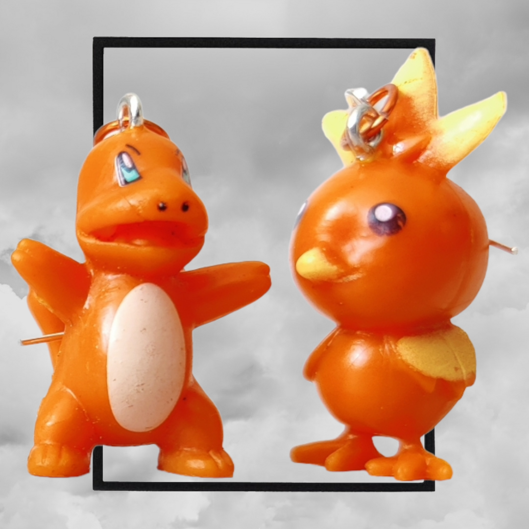 Retro pokemon figure handmade earrings - Psyduck & teddiursa