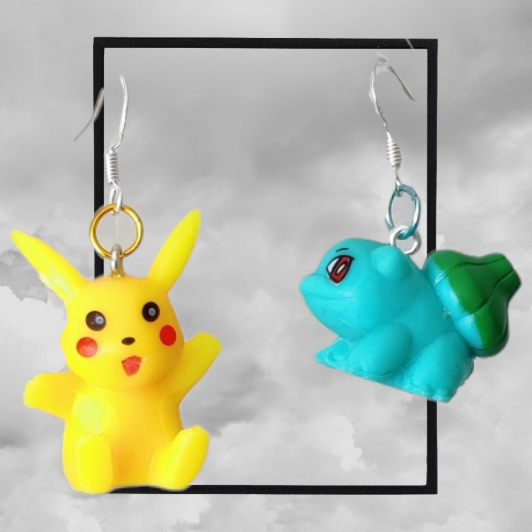 Retro pokemon figure handmade earrings - Psyduck & teddiursa