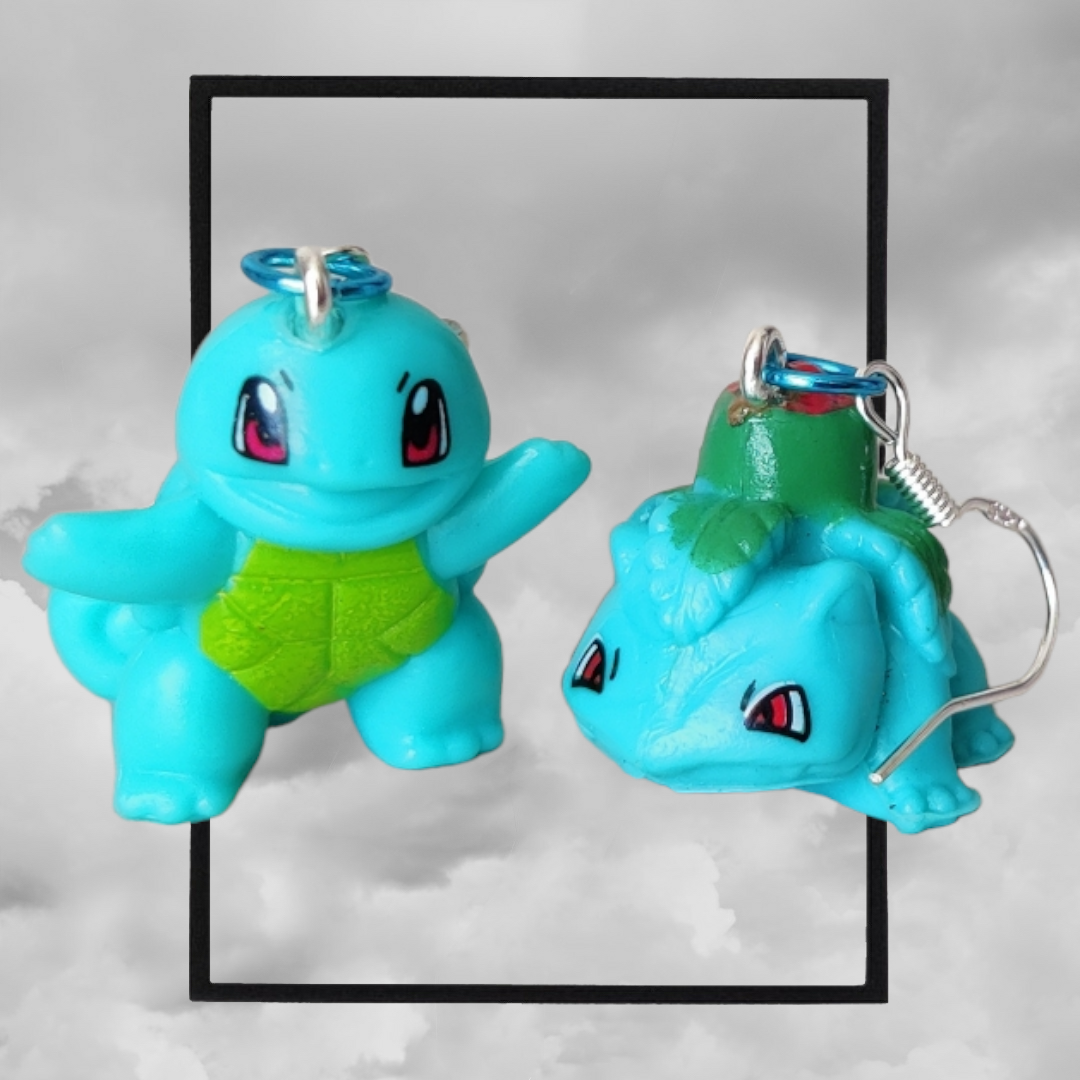 Retro pokemon figure handmade earrings - Squirtle & bulbasaur