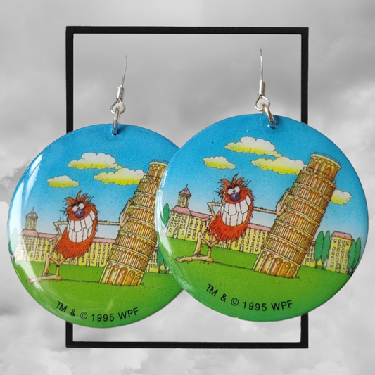 Retro " pisa Pogs discs" Game earrings 925 sterling silver