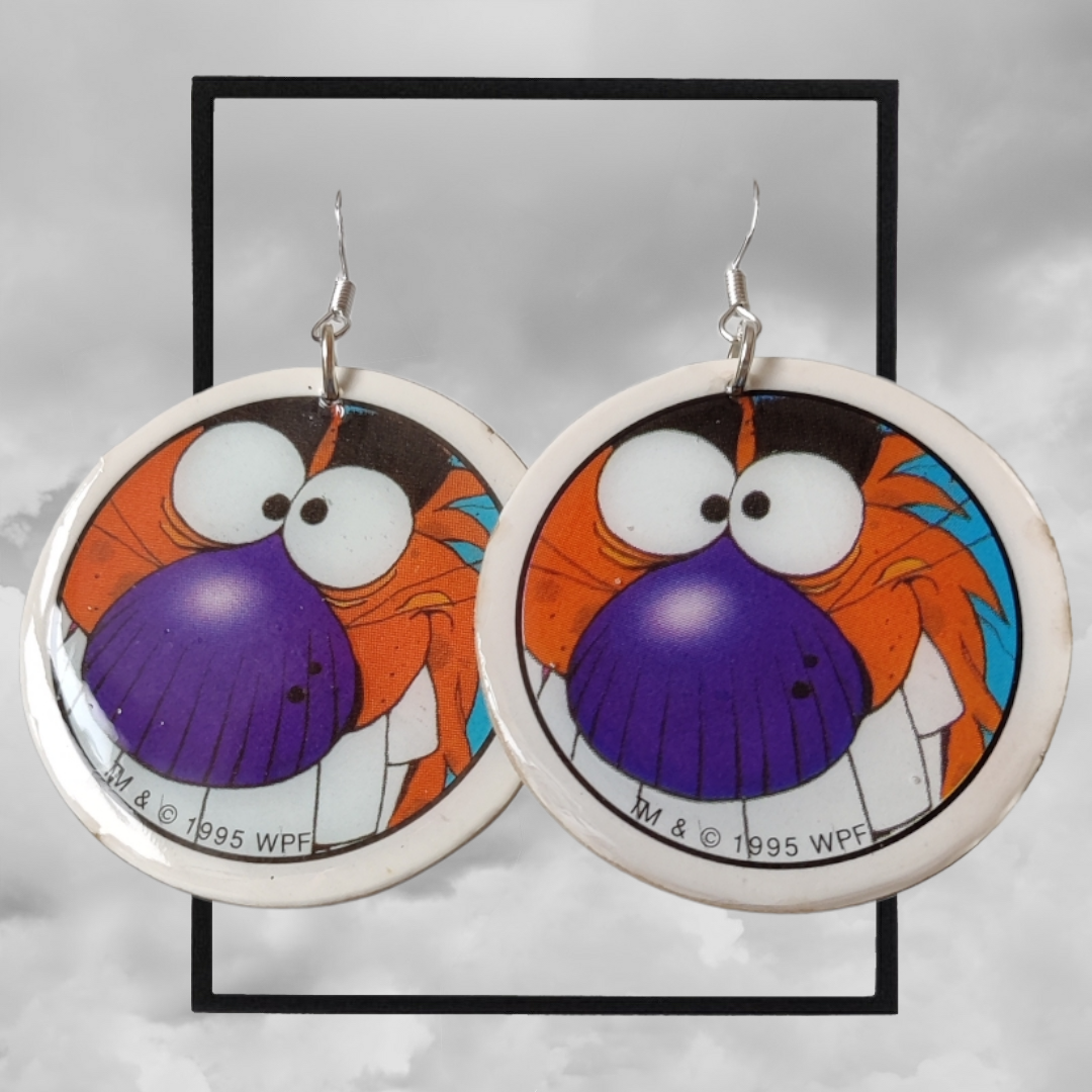 Retro "Pogs pogman discs" Game earrings 925 sterling silver