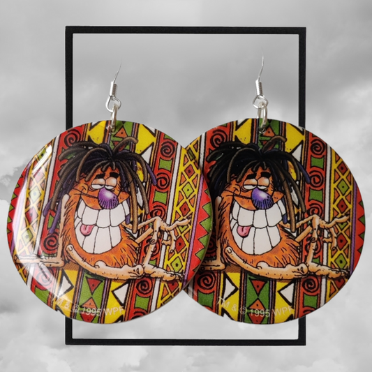 Retro "rasta Pogs discs" Game earrings 925 sterling silver