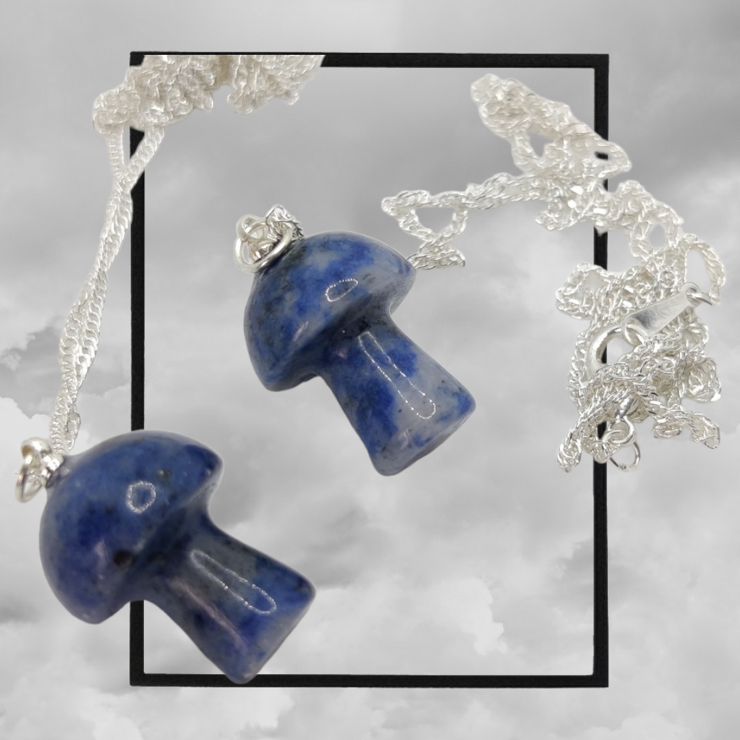 Gemstone shroom necklace - sodalite