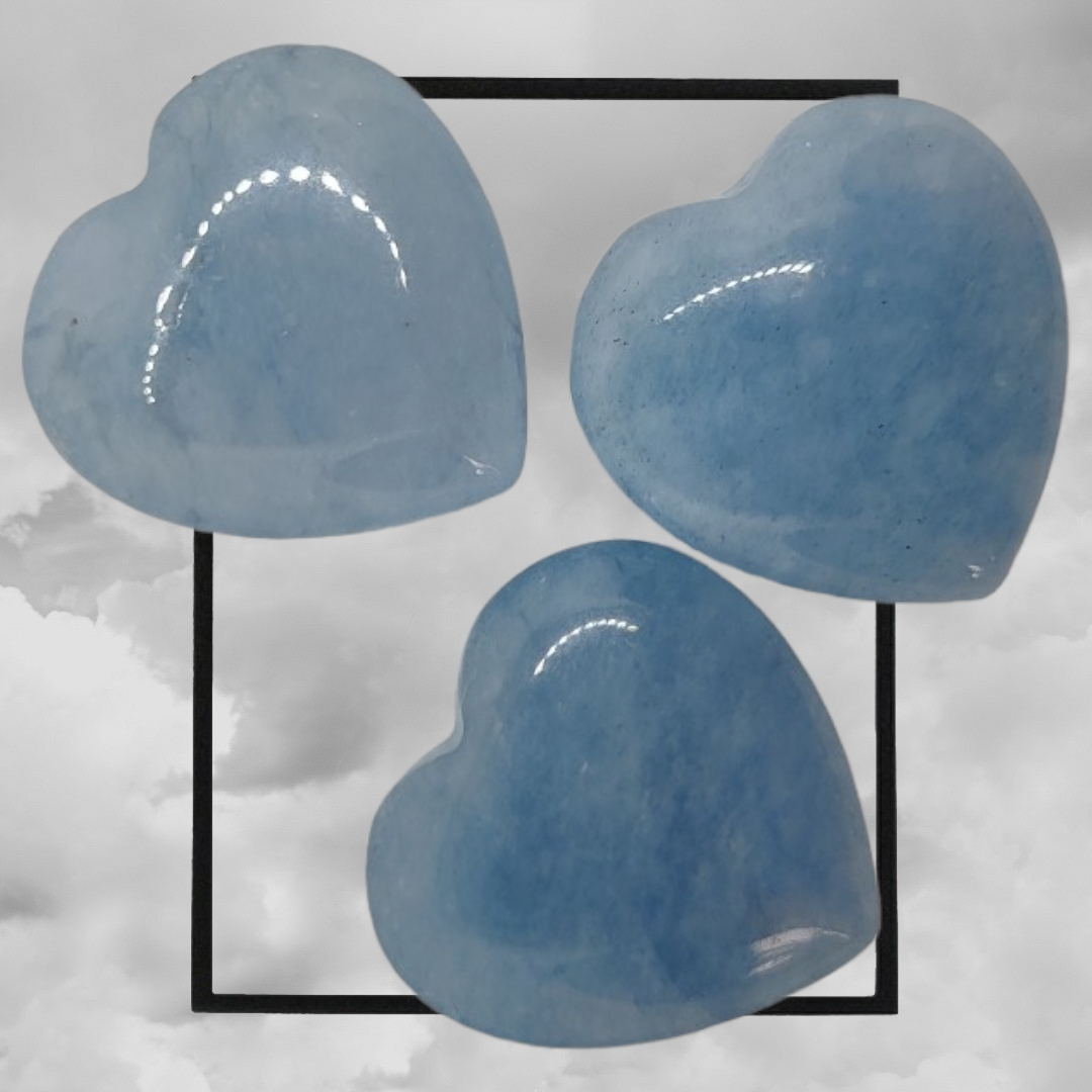 Blue calcite hearts