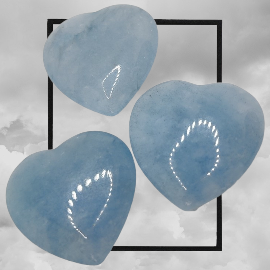 Blue calcite hearts