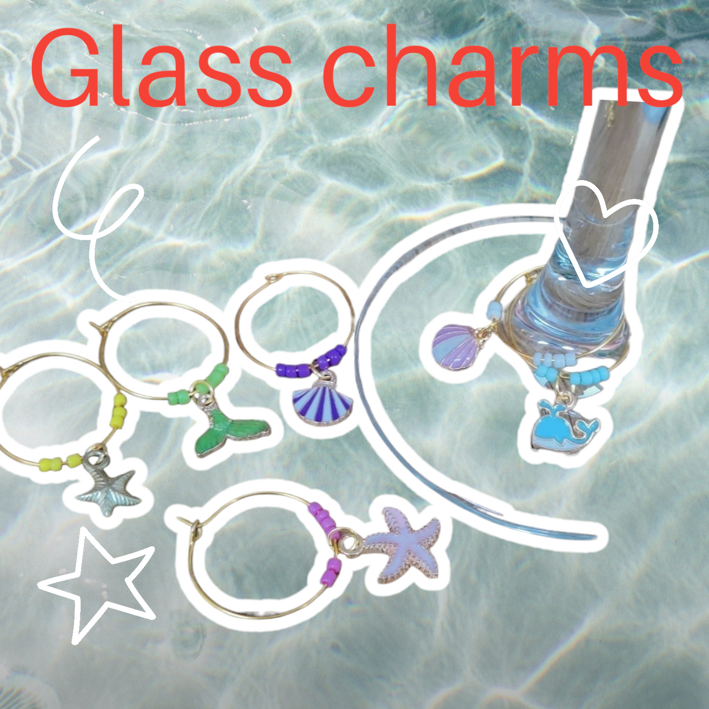 Sea beach themed glass charms
