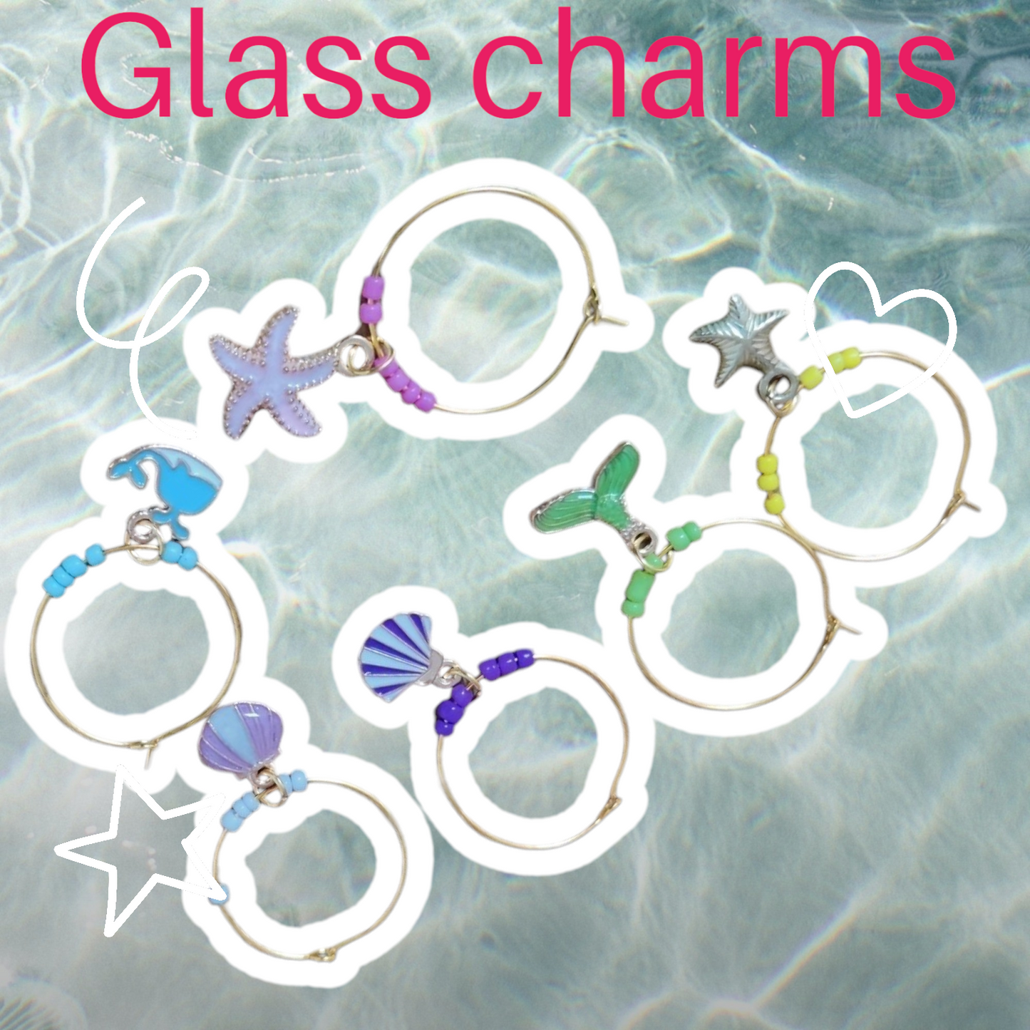 Sea beach themed glass charms