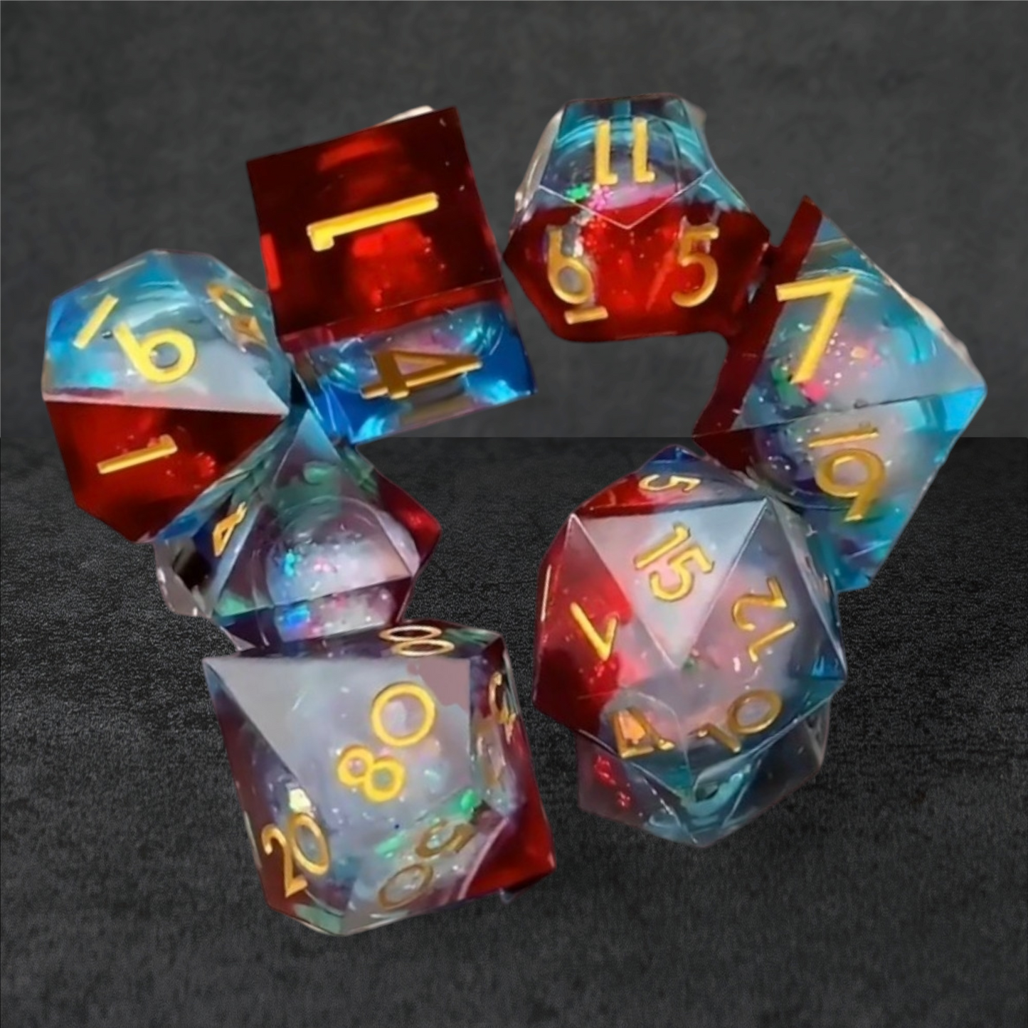 "fire & ice" liquid core tabletop roleplay gaming D&D dice